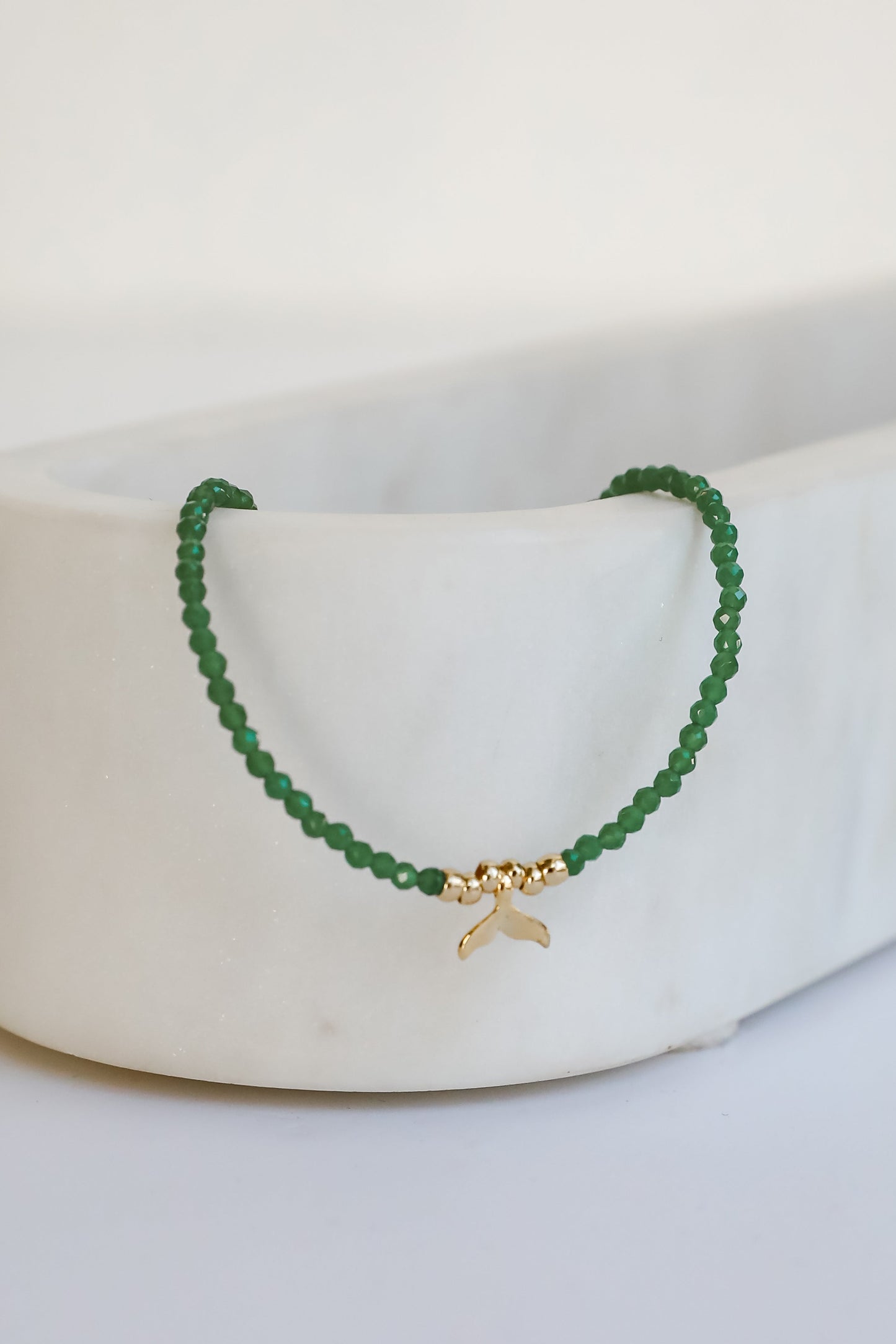 FINAL SALE - Gemma Green Tail Beaded Bracelet