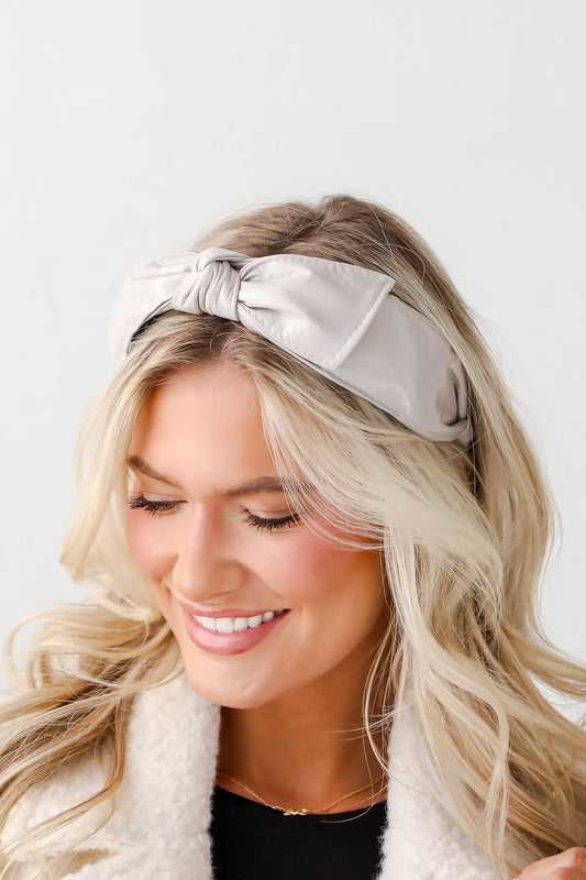 FINAL SALE - Poised Finish Leather Bow Headband
