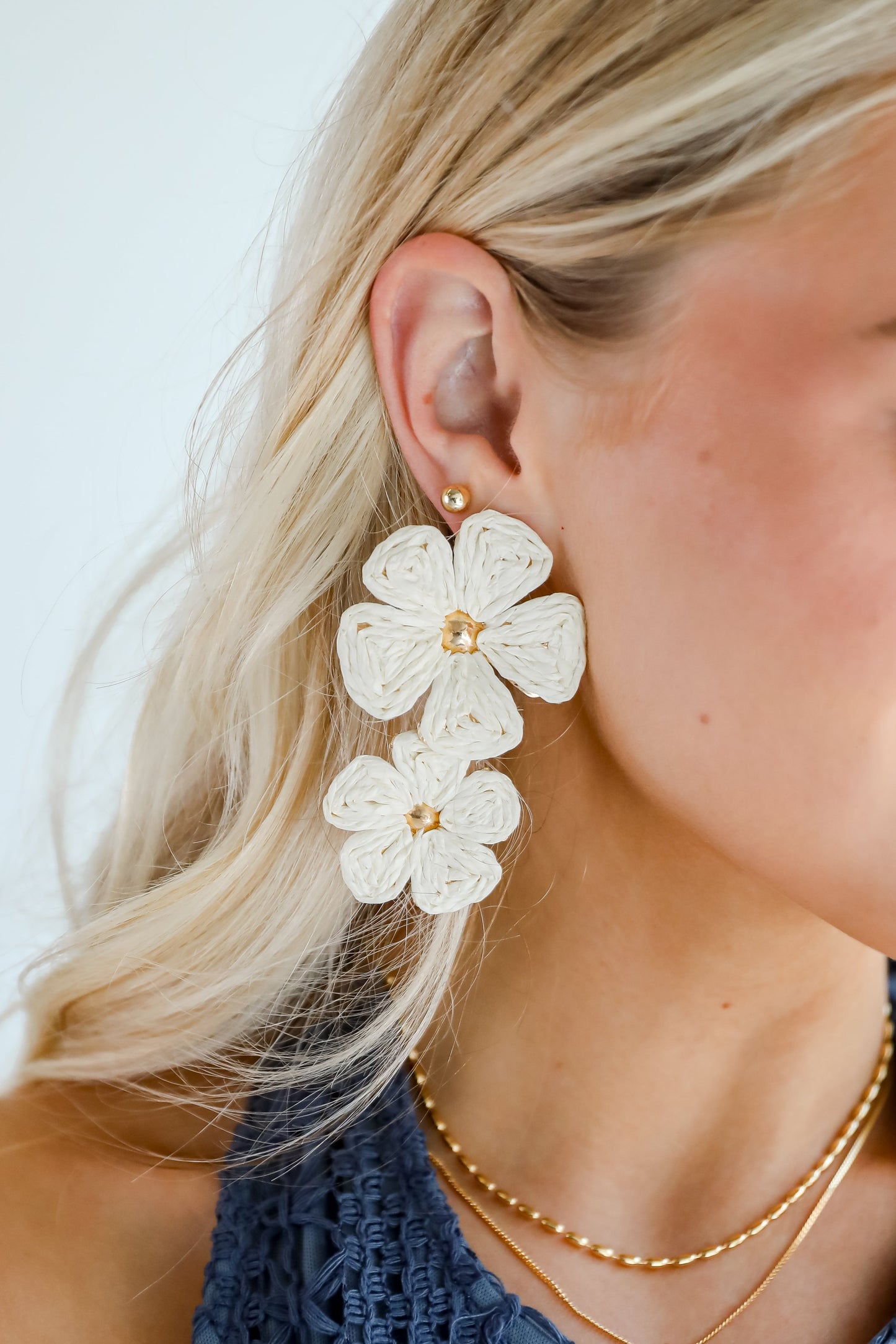 FINAL SALE - Gracie Straw Flower Drop Earrings