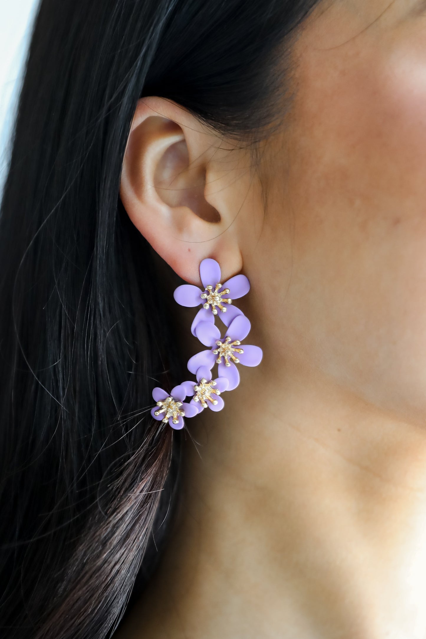 FINAL SALE - Layla Lavender Flower Drop Earrings