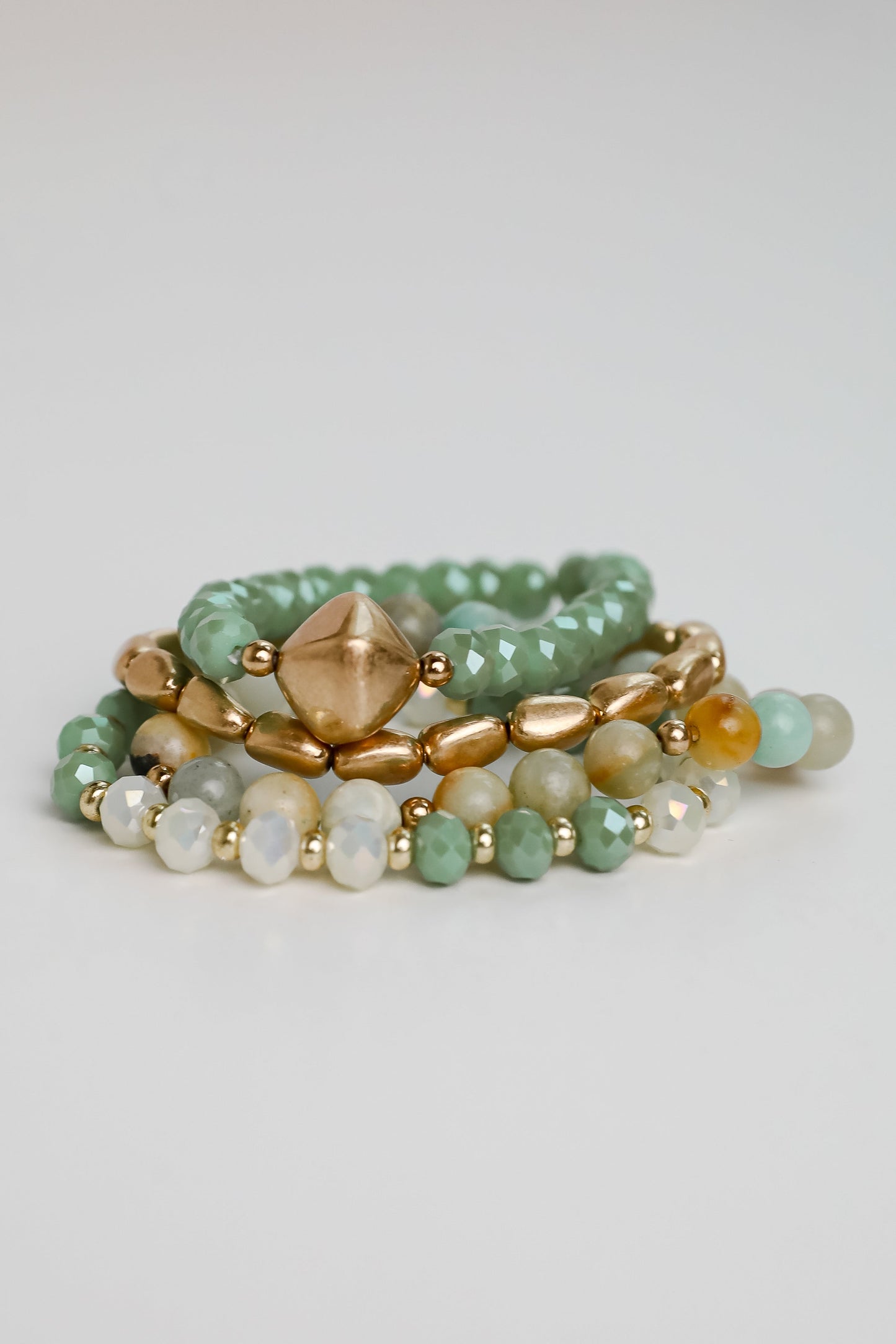 FINAL SALE - Eloise Mint Beaded Bracelet Set