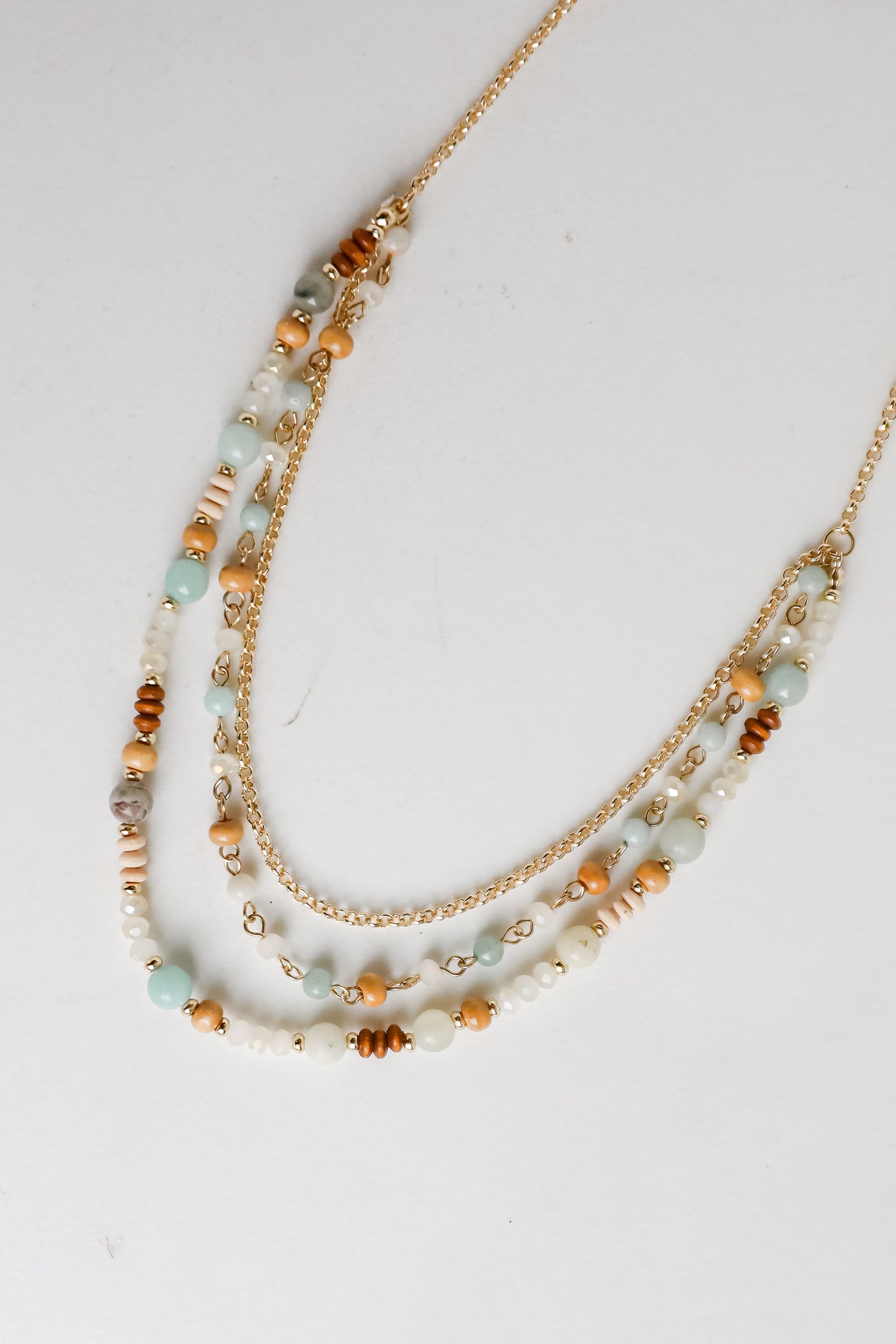 FINAL SALE - Eloise Mint Beaded Layered Necklace