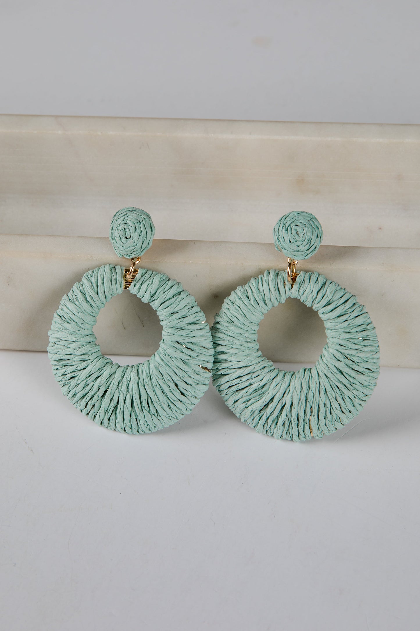 Gracie Straw Circle Drop Earrings