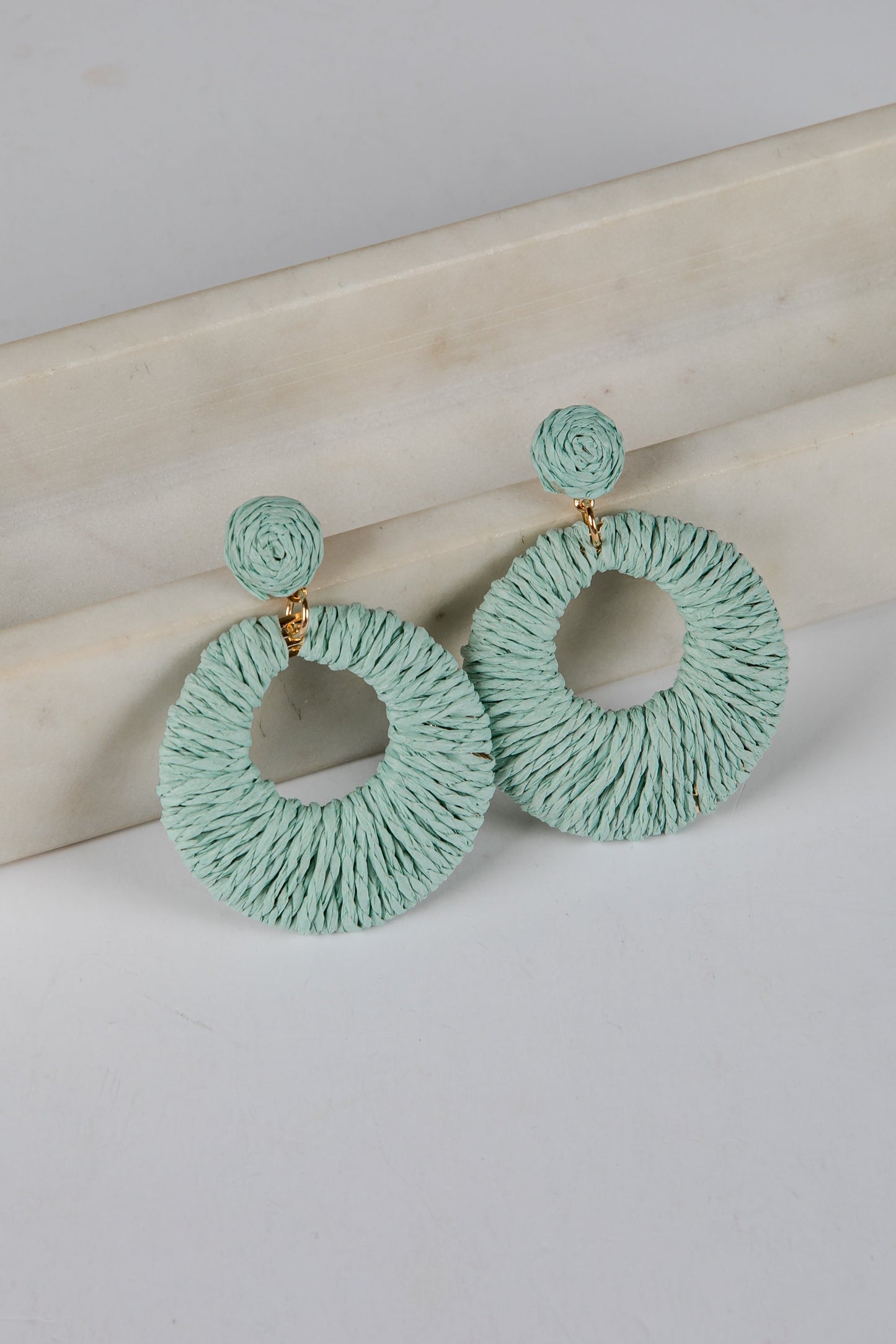 Gracie Straw Circle Drop Earrings