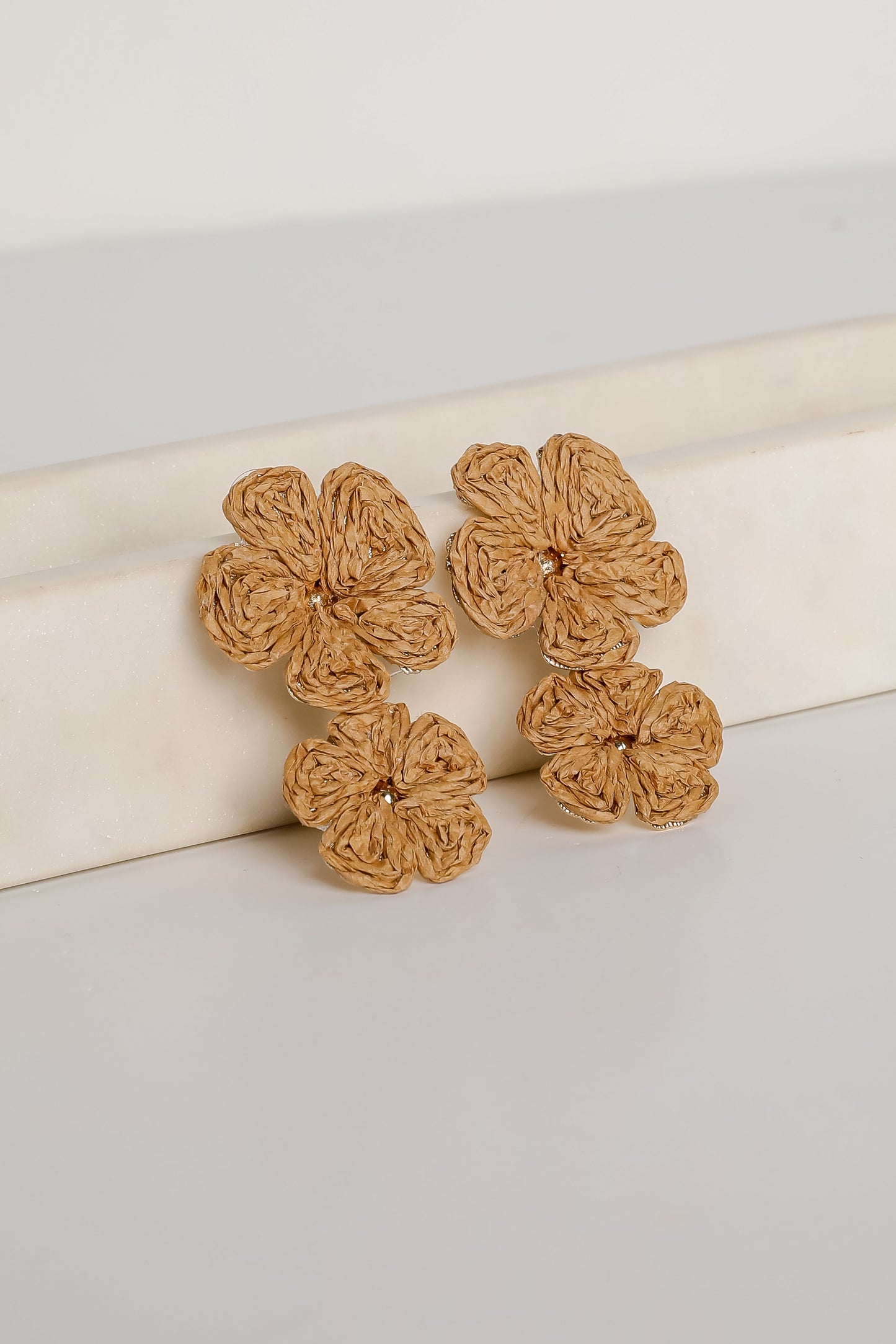 FINAL SALE - Gracie Straw Flower Drop Earrings