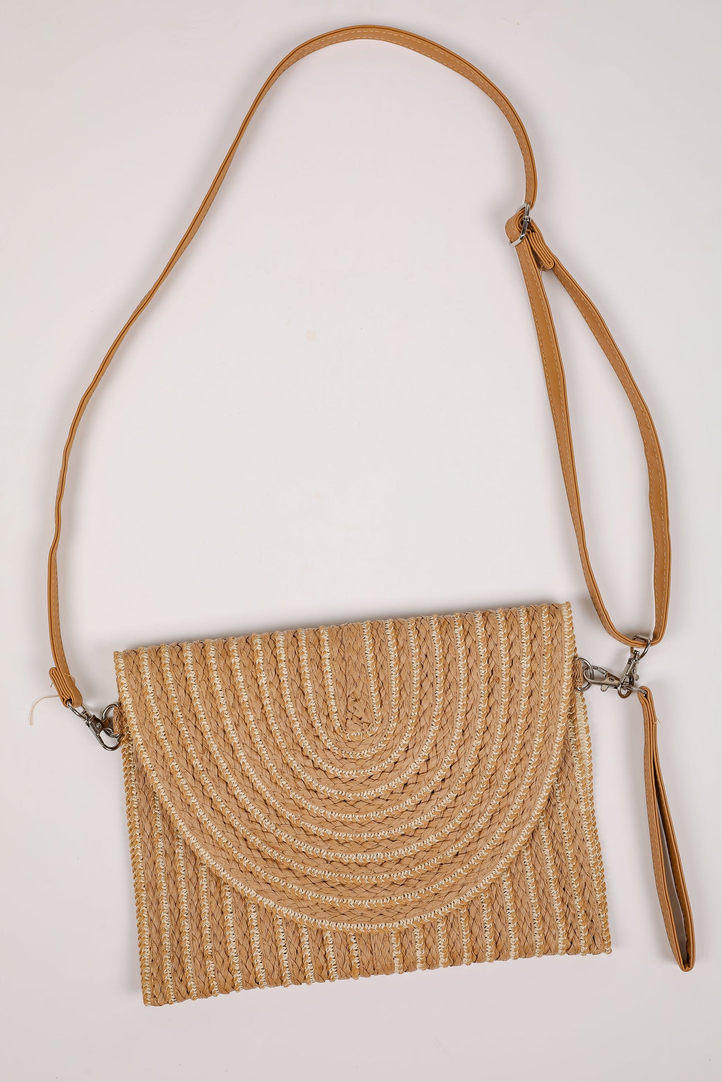 I Know The Way Tan Straw Clutch