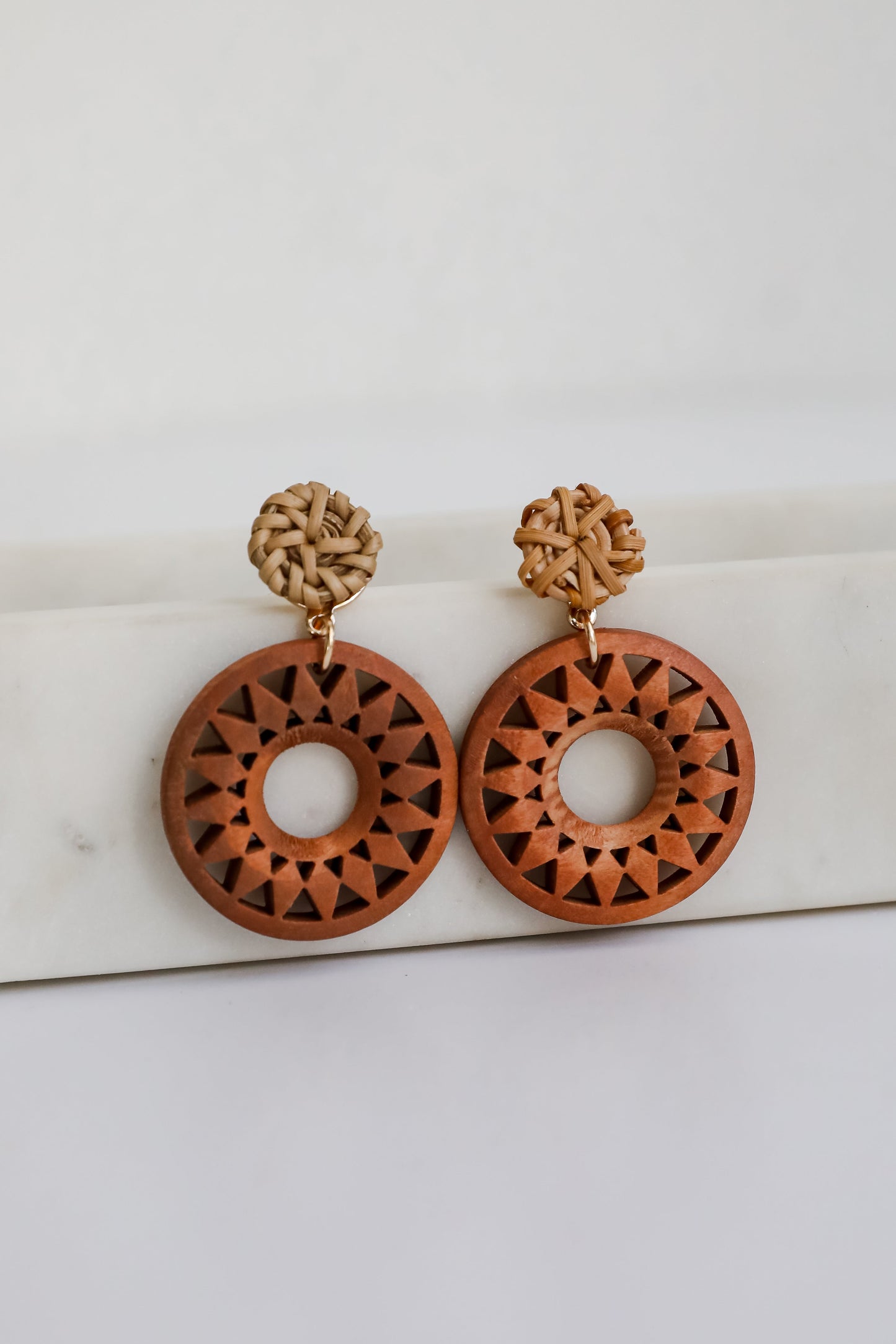 FINAL SALE - Mariana Natural Wooden Circle Drop Earrings