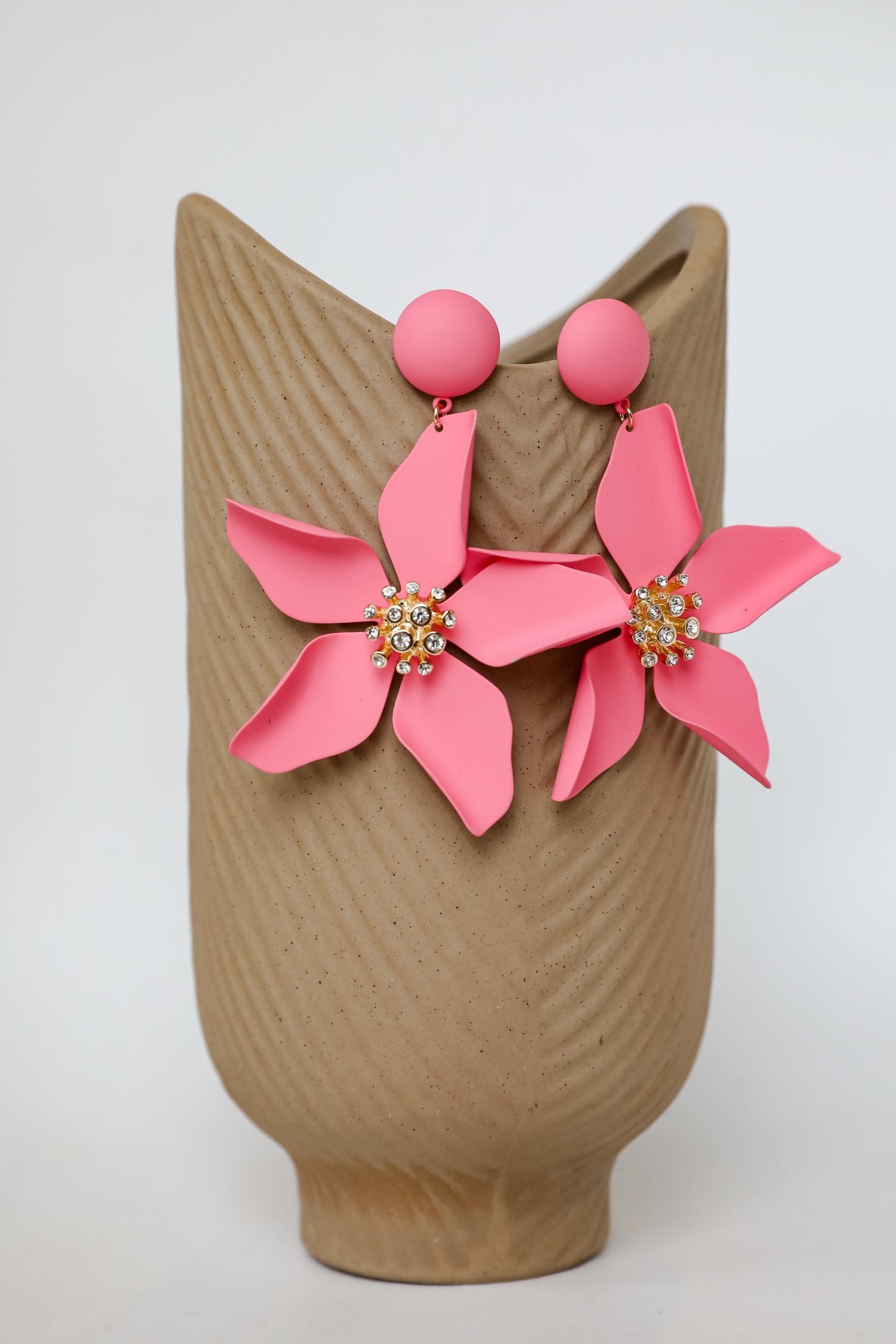 FINAL SALE - Callie Pink Statement Flower Drop Earrings