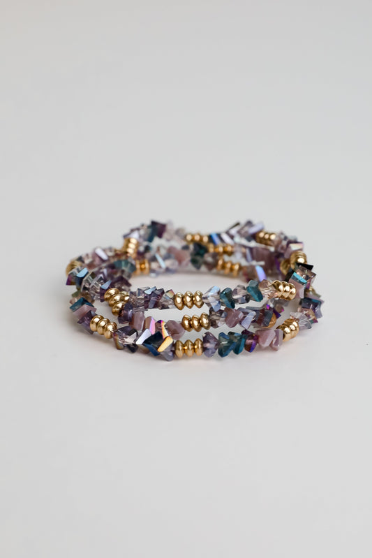 FINAL SALE - Allison Purple Beaded Bracelet Set