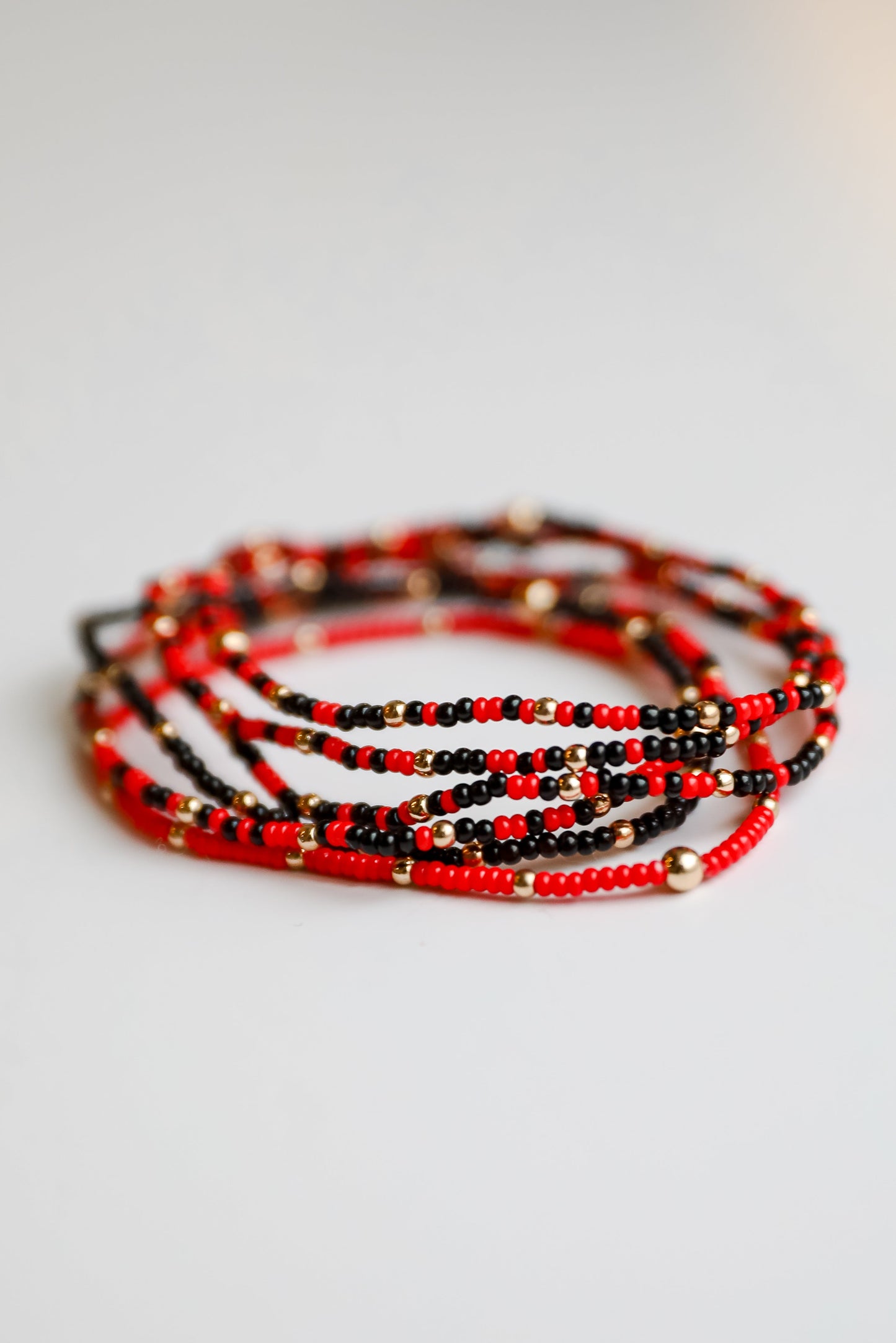 FINAL SALE - Audrey Red/Black Beaded Bracelet Set