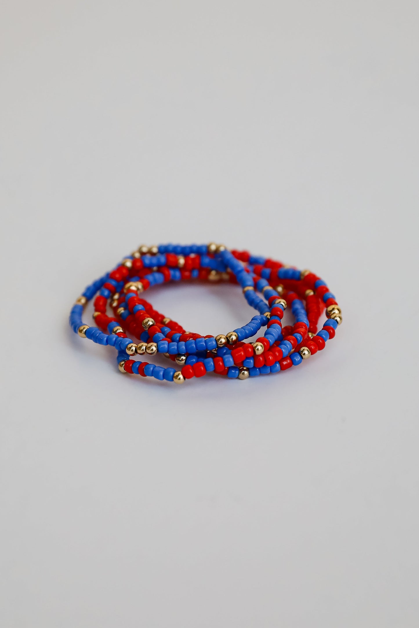Hallie Blue/Red Beaded Bracelet Set