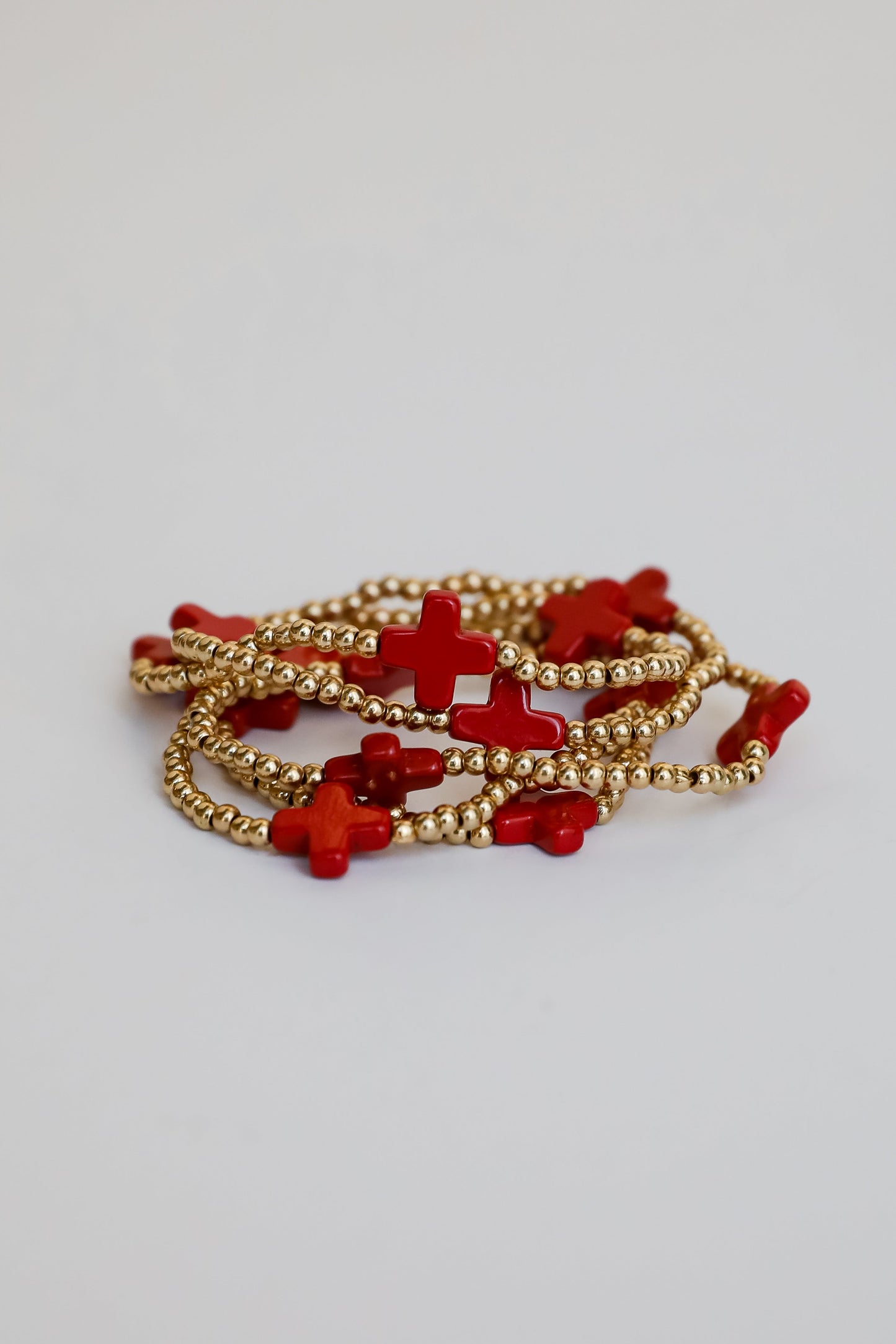 Alanna Red Beaded Bracelet Set