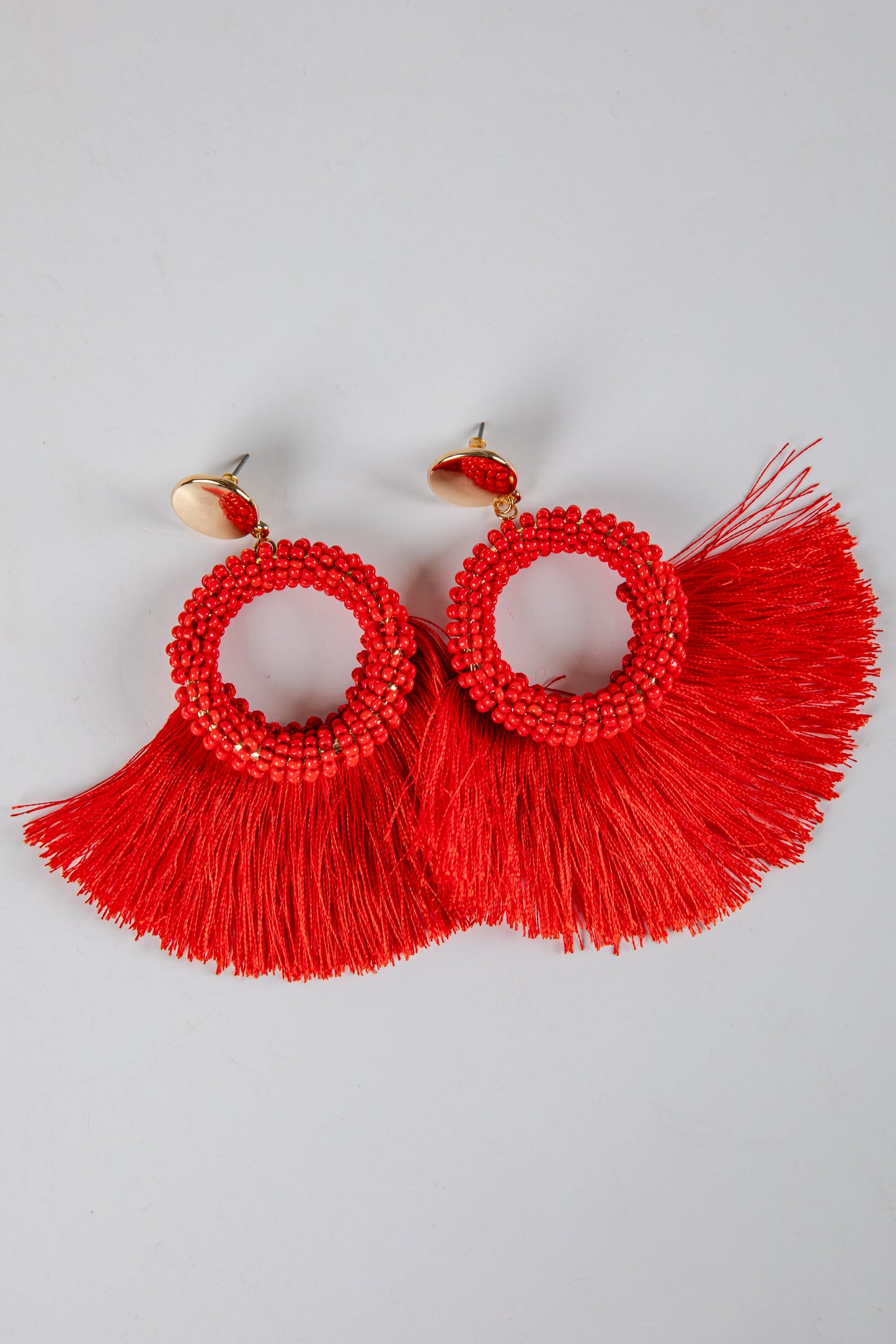 Madison Red Fringe Statement Earrings