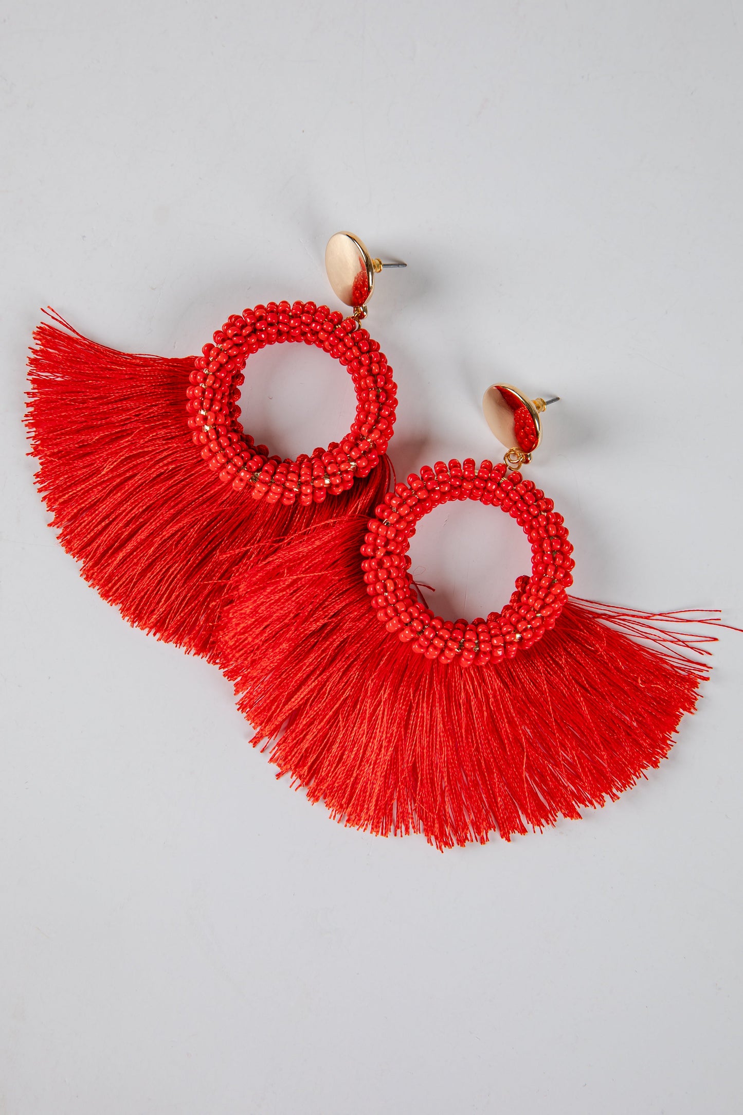 Madison Red Fringe Statement Earrings