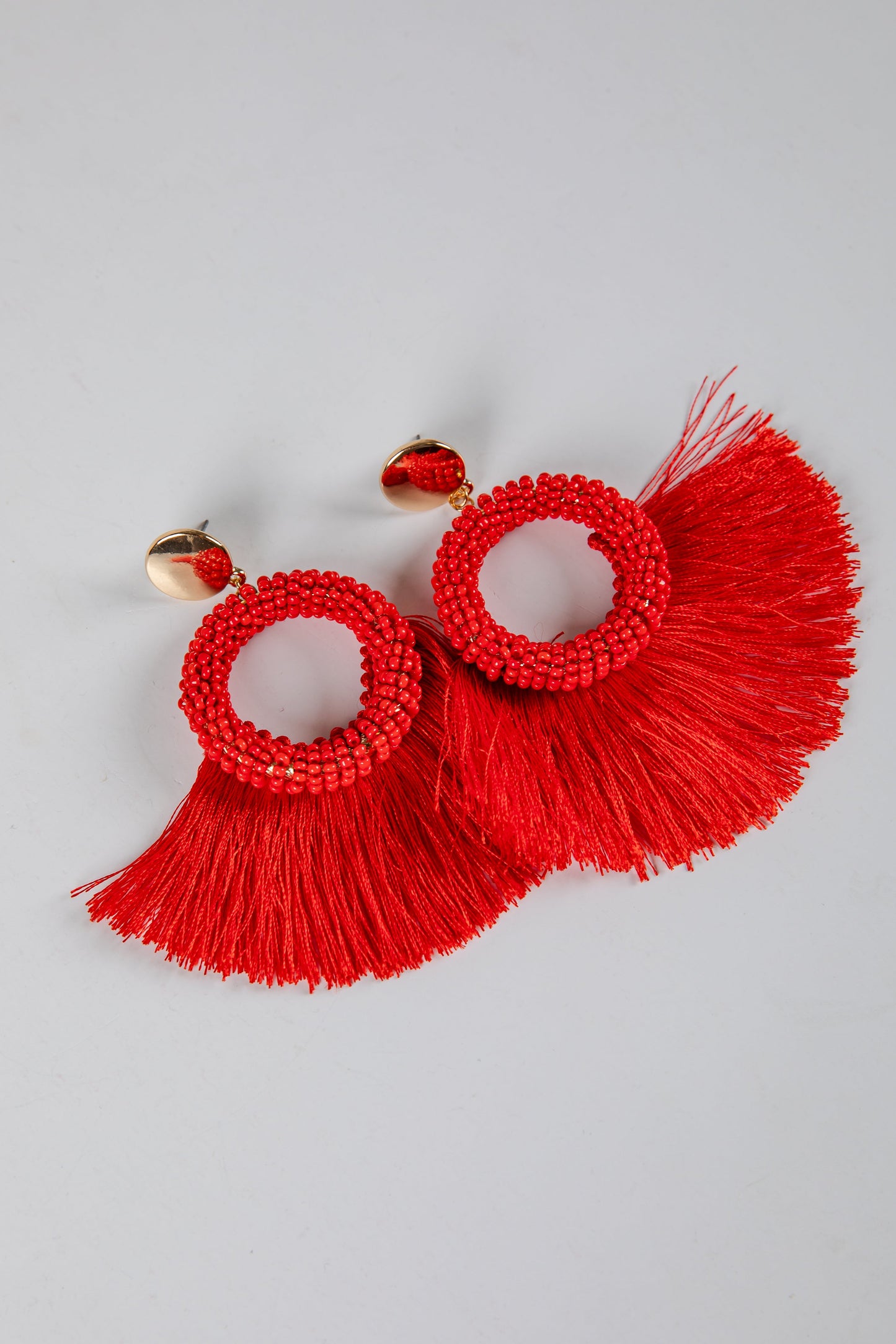 Madison Red Fringe Statement Earrings