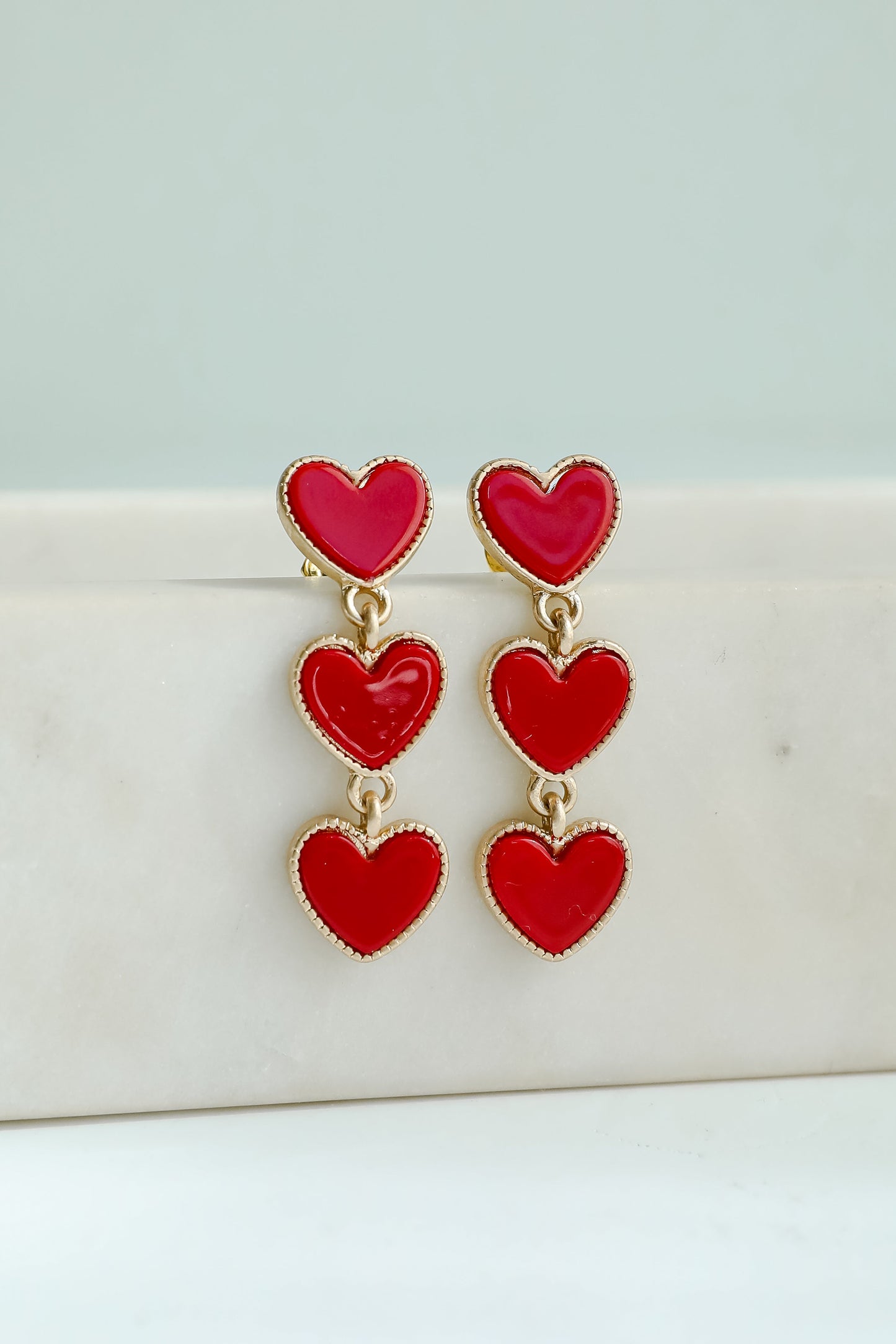 FINAL SALE - Haven Red Heart Drop Earrings