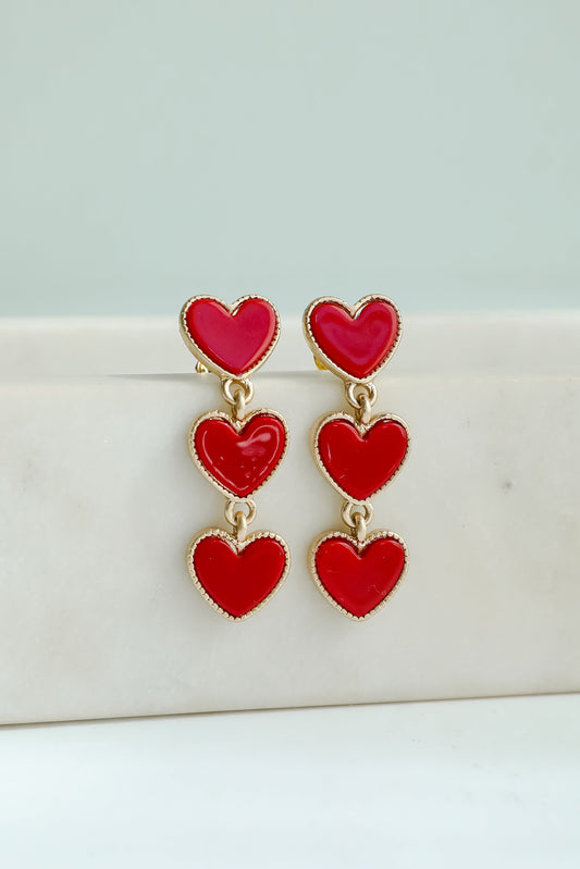 FINAL SALE - Haven Red Heart Drop Earrings