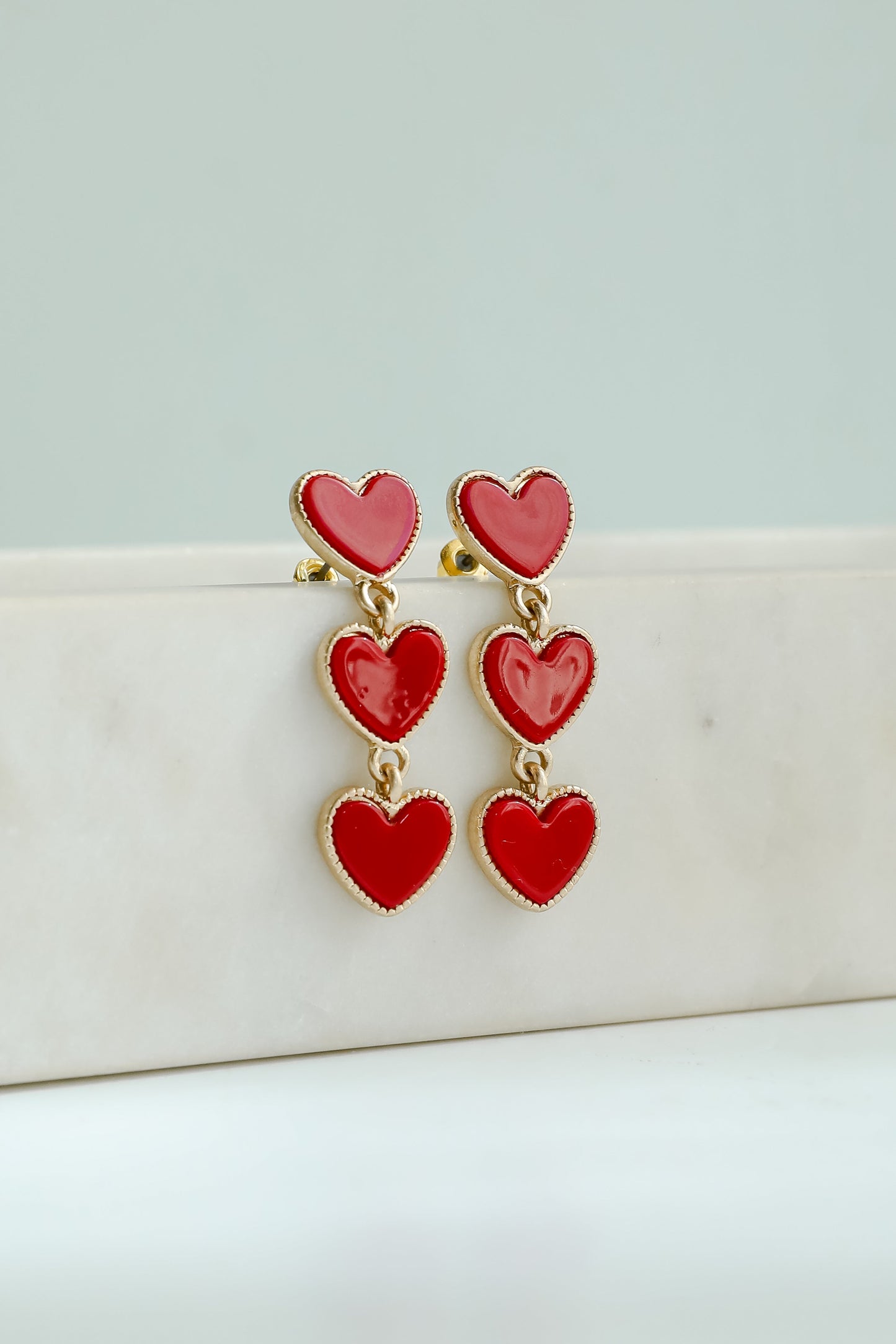 FINAL SALE - Haven Red Heart Drop Earrings