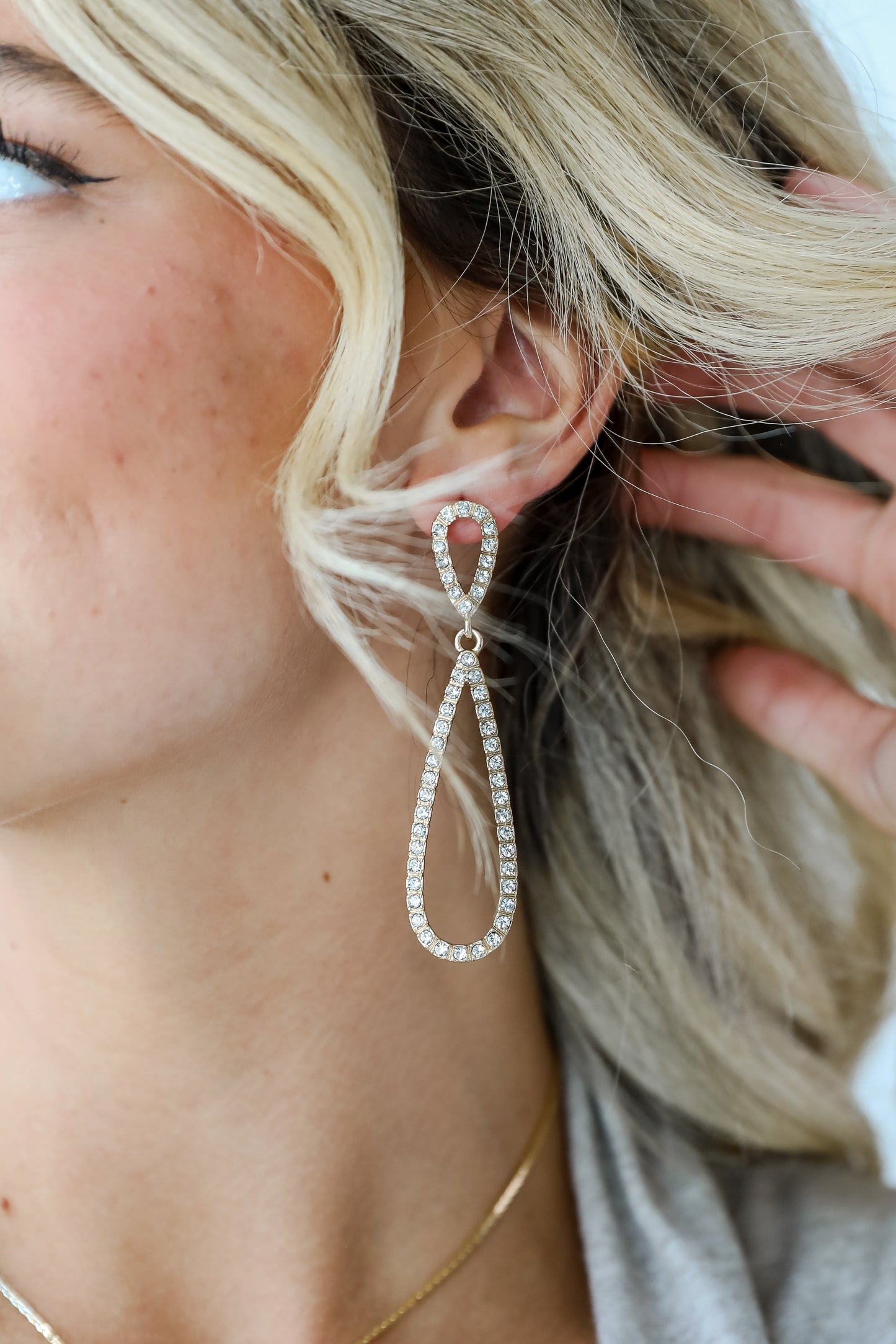 FINAL SALE - Sami Gold Rhinestone Teardrop Earrings