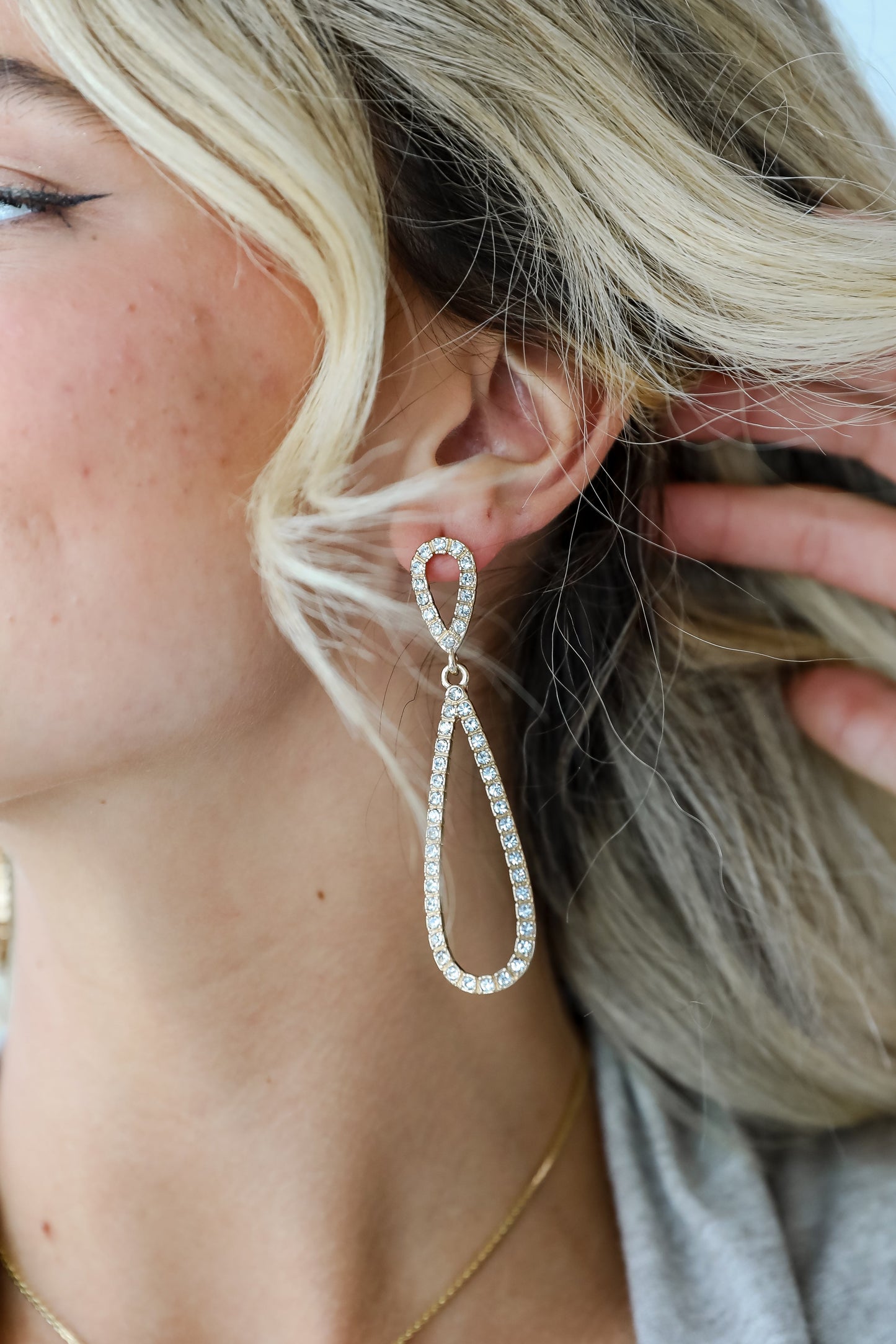 FINAL SALE - Sami Gold Rhinestone Teardrop Earrings