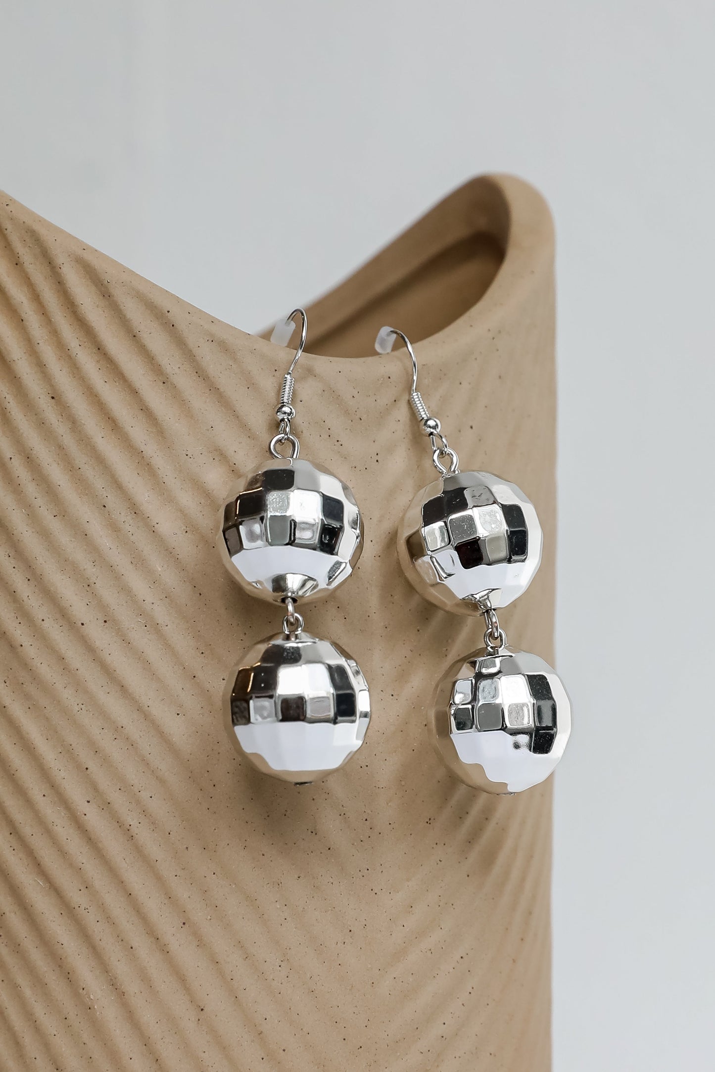 Mariah Silver Disco Ball Drop Earrings
