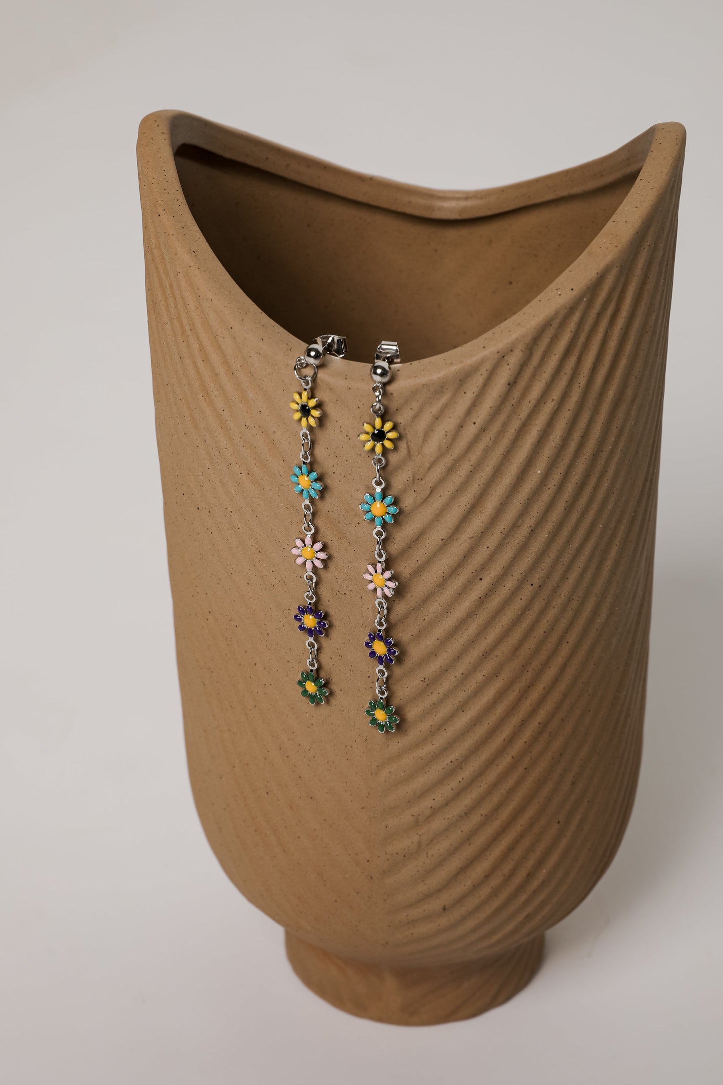 Lexi Silver Flower Drop Earrings