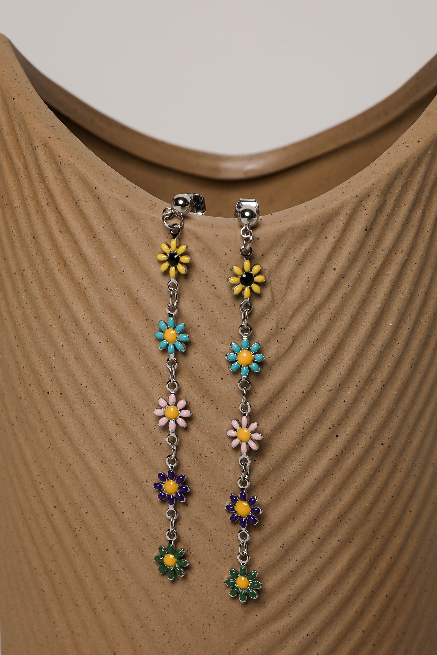 Lexi Silver Flower Drop Earrings