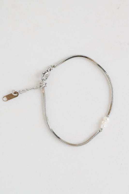 FINAL SALE - Ellie Silver Pearl Charm Bracelet