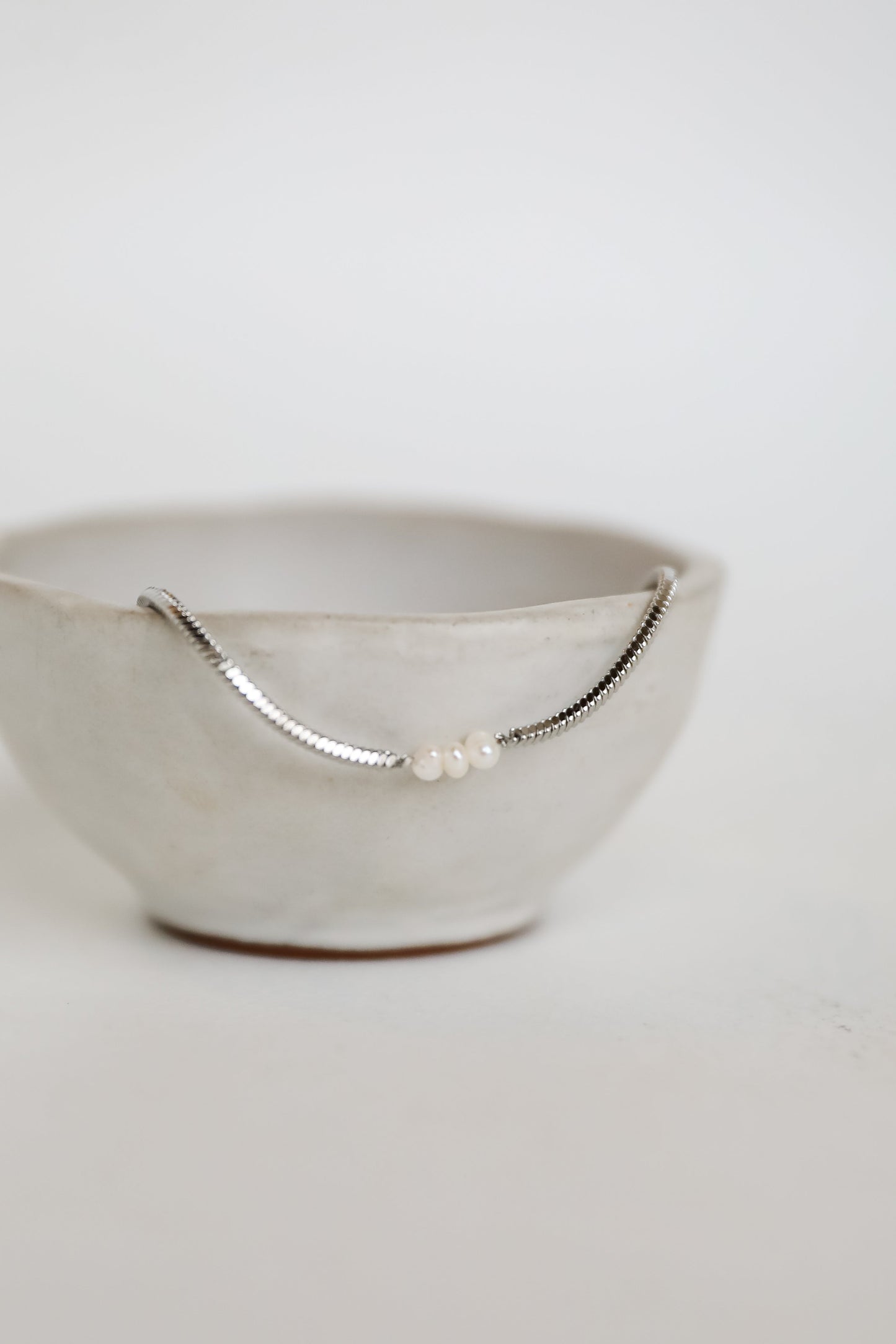 FINAL SALE - Ellie Silver Pearl Charm Bracelet