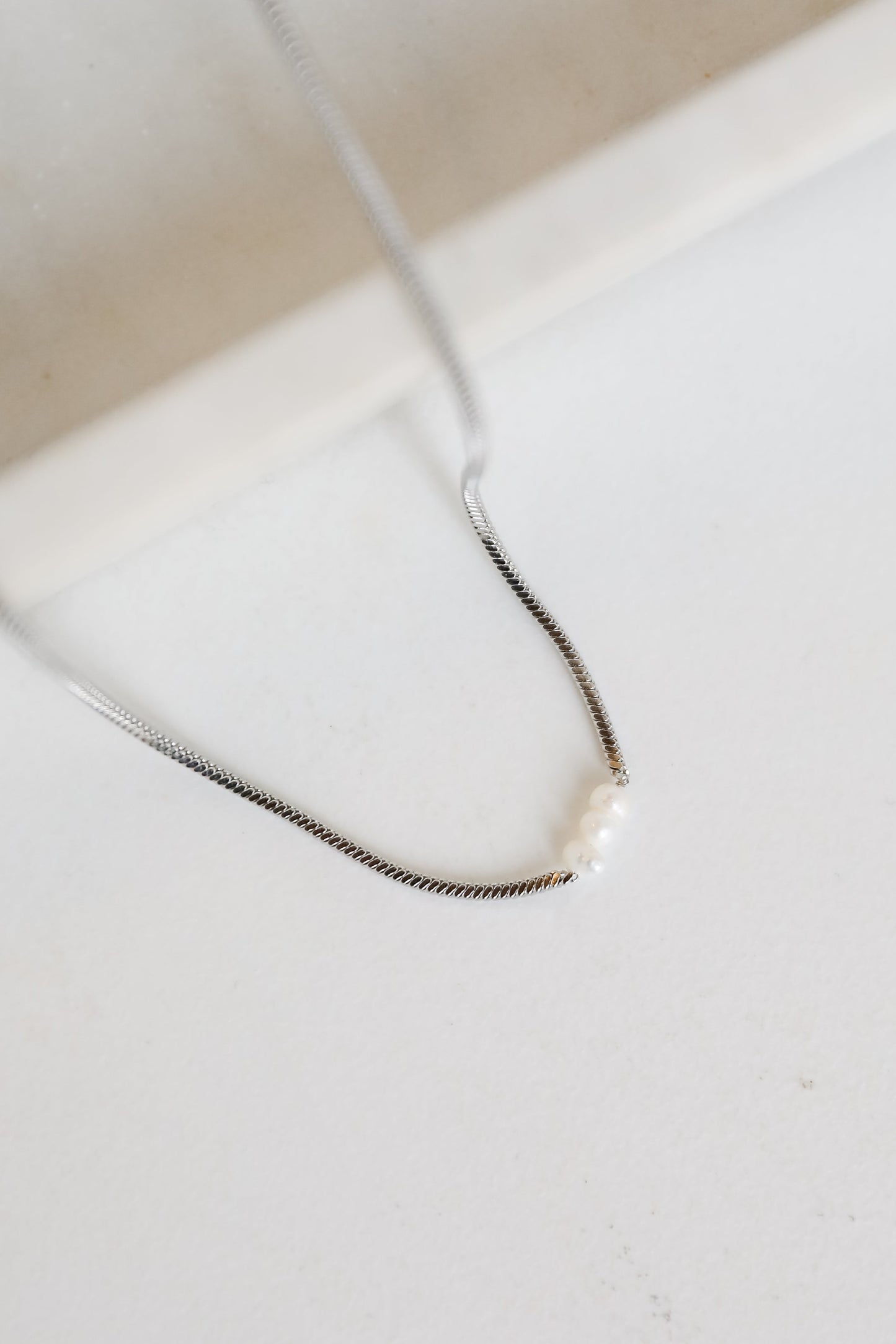 FINAL SALE - Ellie Silver Pearl Charm Necklace