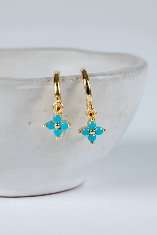 Haven Turquoise Charm Mini Hoop Earrings