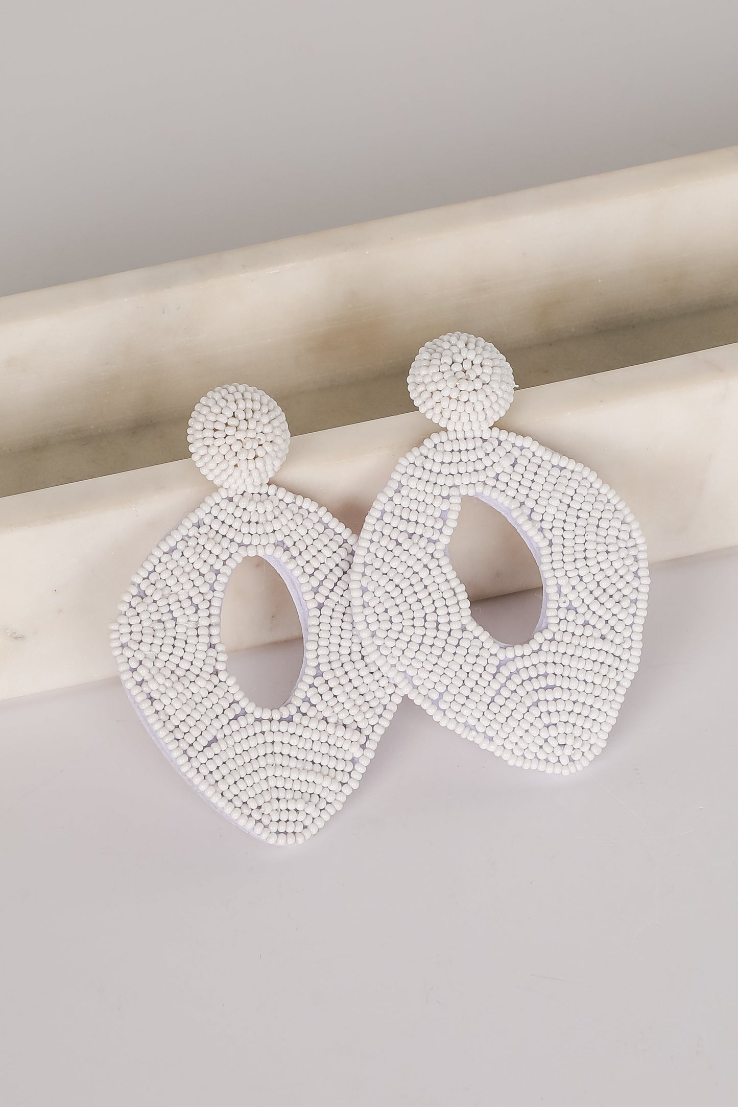 FINAL SALE - Jackie White Beaded Statement Earrings
