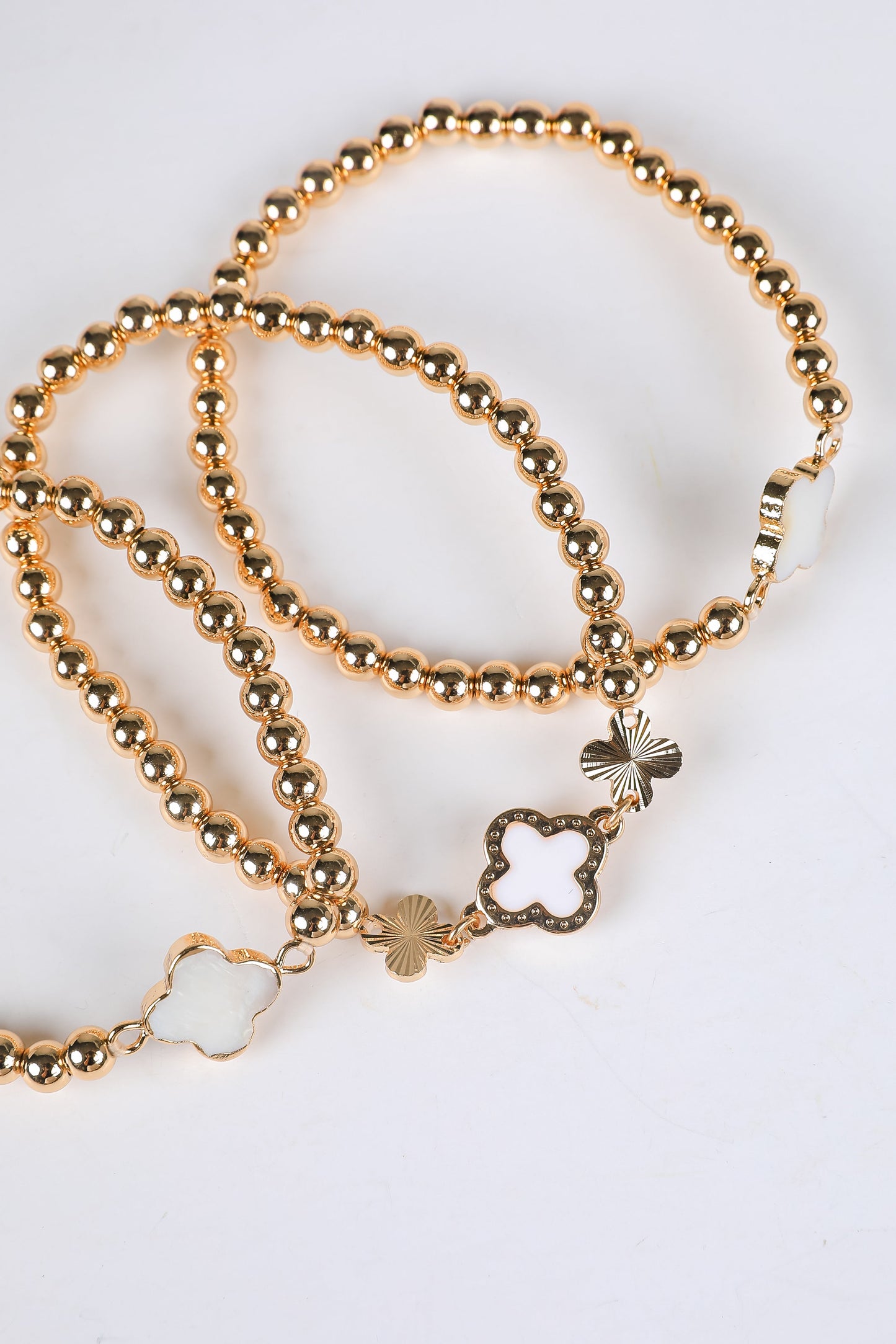 Maggie Beaded Quatrefoil Charm Bracelet Set