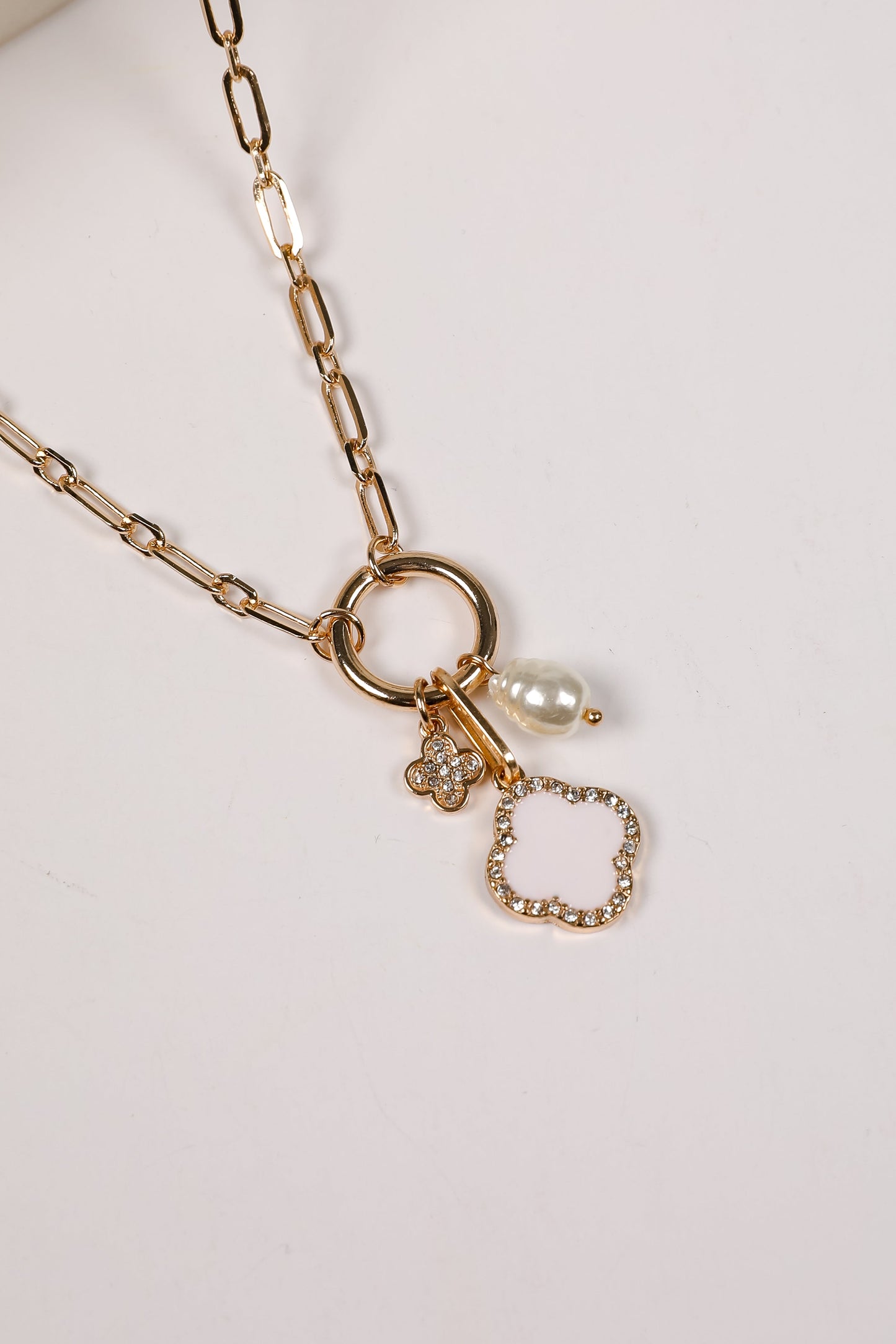 FINAL SALE - Amelia Quatrefoil Charm Necklace