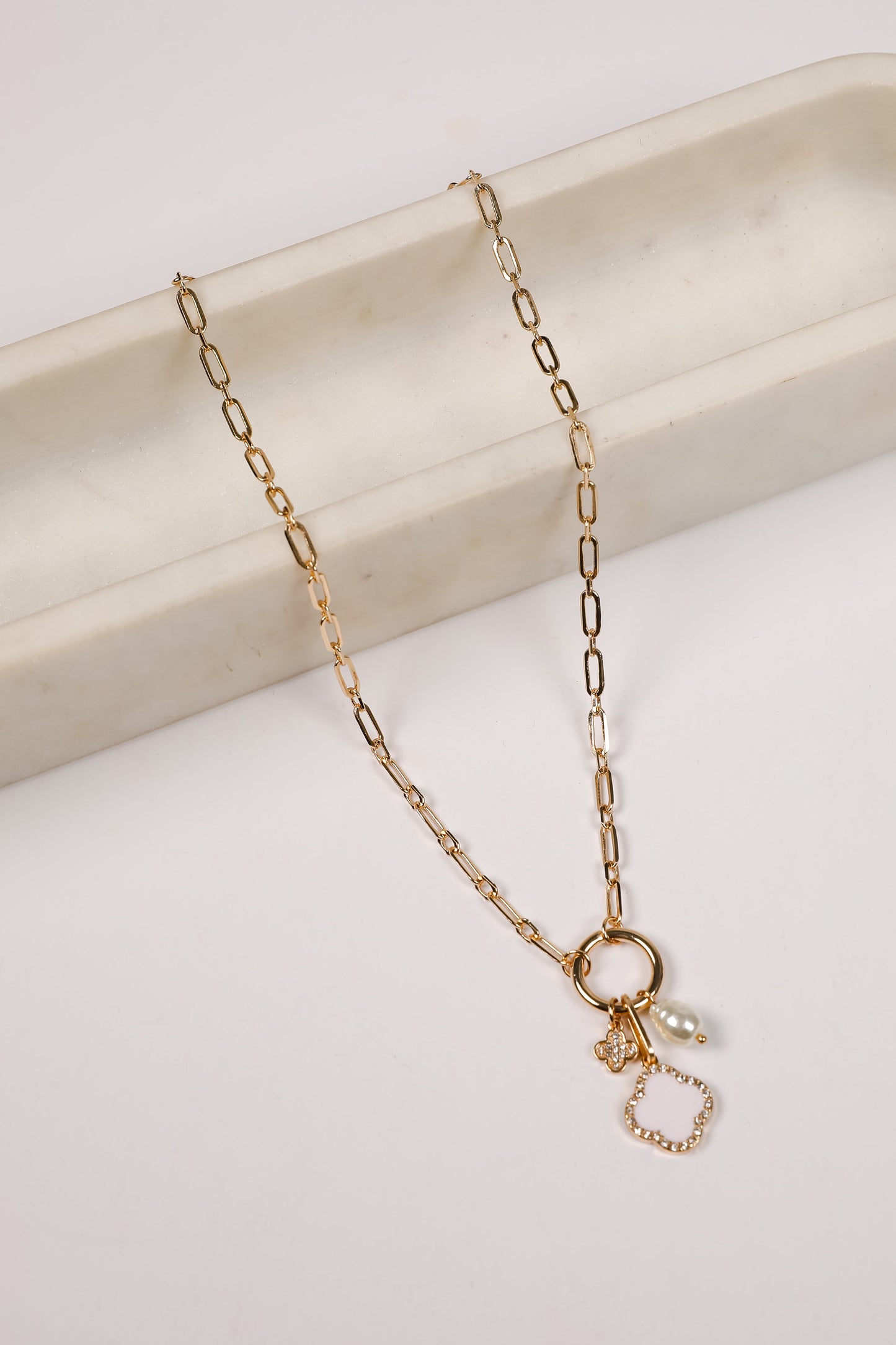 FINAL SALE - Amelia Quatrefoil Charm Necklace