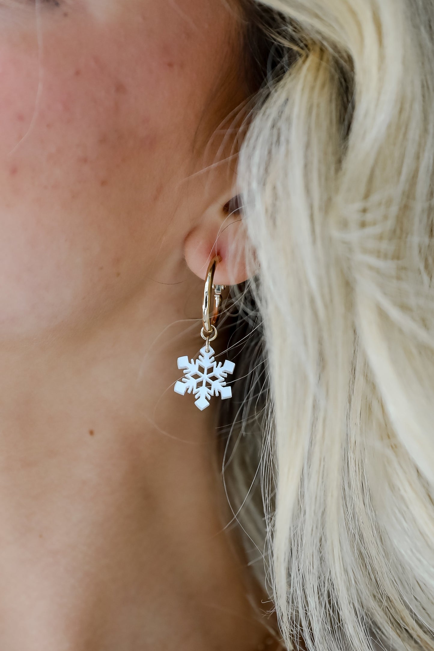 FINAL SALE - Natalie White Snowflake Drop Earrings