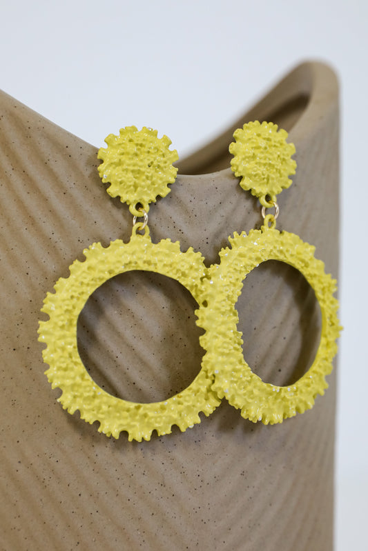 FINAL SALE - Camille Yellow Circle Drop Earrings