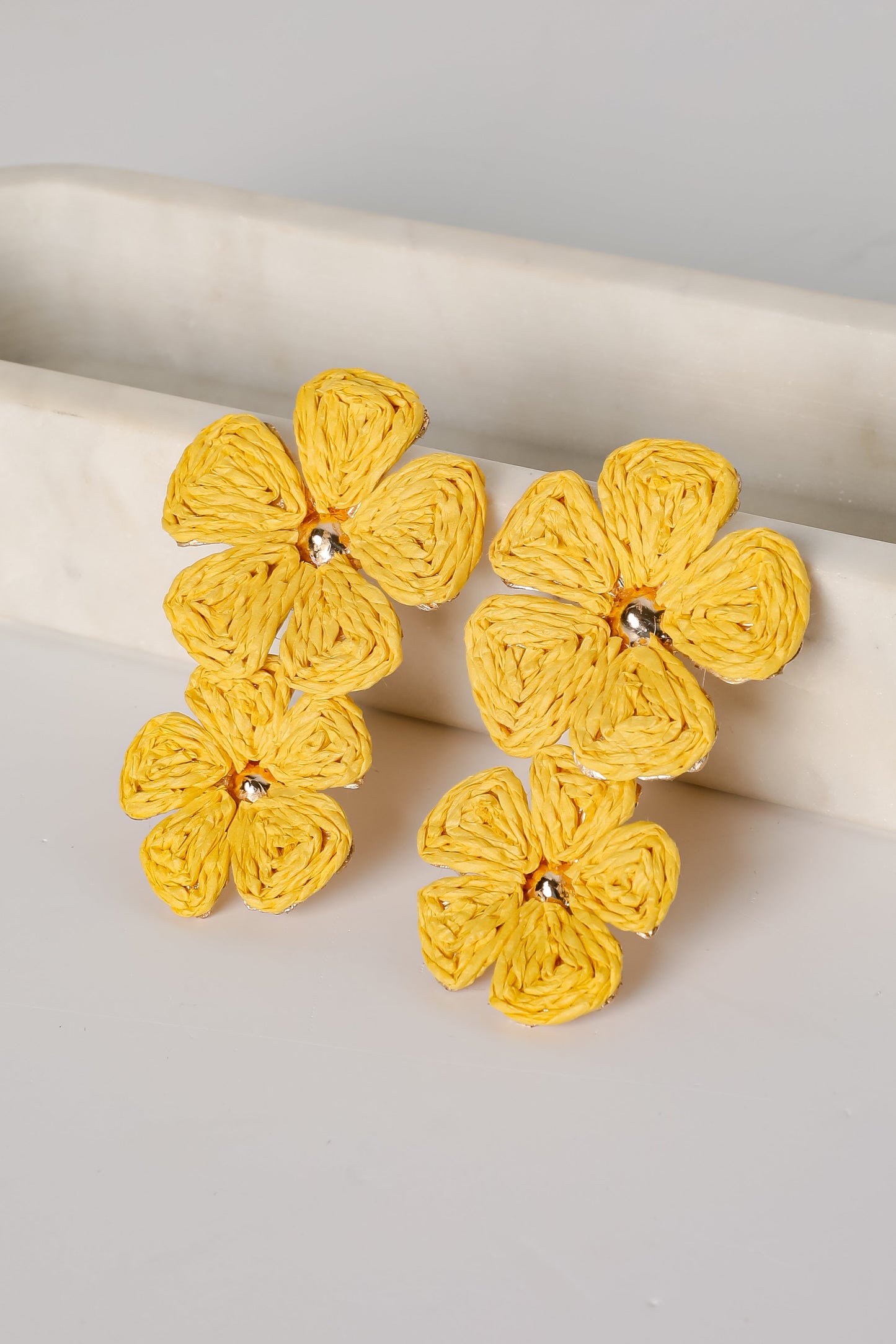 FINAL SALE - Gracie Straw Flower Drop Earrings