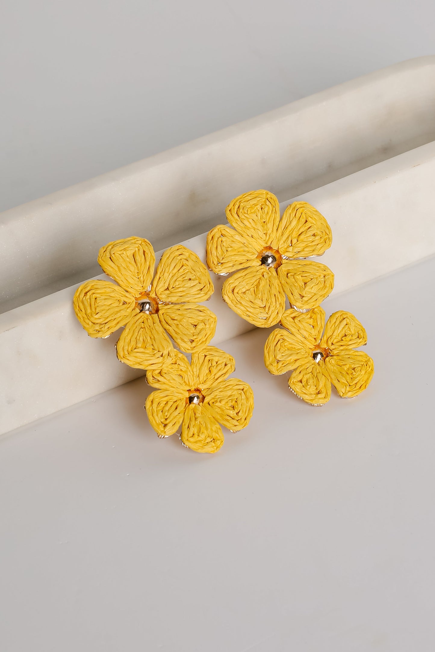 FINAL SALE - Gracie Straw Flower Drop Earrings